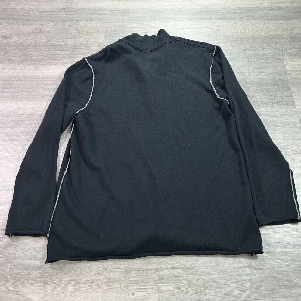 Carbon 2 Cobalt Sweater Mens 2XL Black Cotton Cashmere Henley Mock Neck Knit - Picture 2 of 10